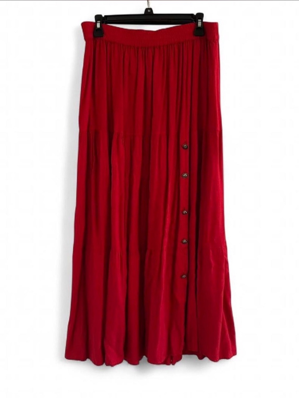 Crazy Cowgirl Western Long Red Maxi Skirt with Button Detail Women’s Size Large